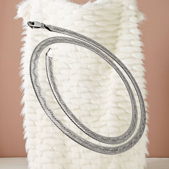 Italy Sterling Silver with Etched Wavy Design Chain Necklace 24" - Picture 2 of 7